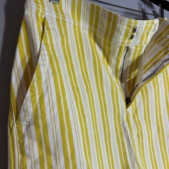 LOFT Striped Mini Skirt Pockets Casual Everyday Yellow White Size 4 - Picture 6 of 6